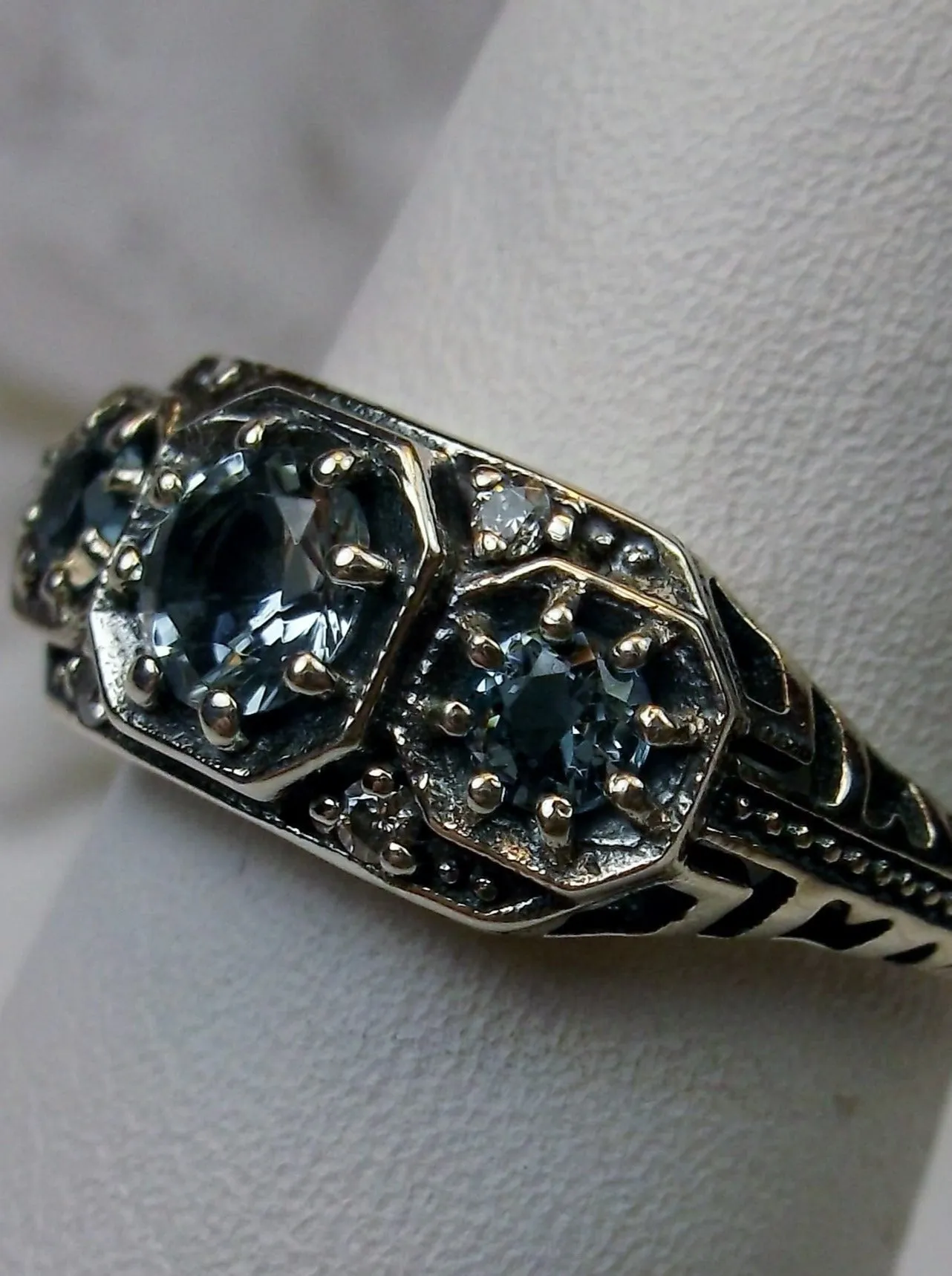 Topaz Ring, Natural or Simulated Blue Topaz, Art Deco Jewelry #D161