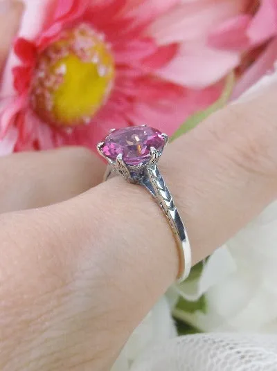 Topaz Ring, Natural Pink Solitaire, Classic Jewelry #D37z