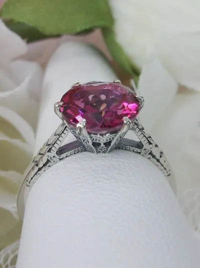 Topaz Ring, Natural Pink Solitaire, Classic Jewelry #D37z