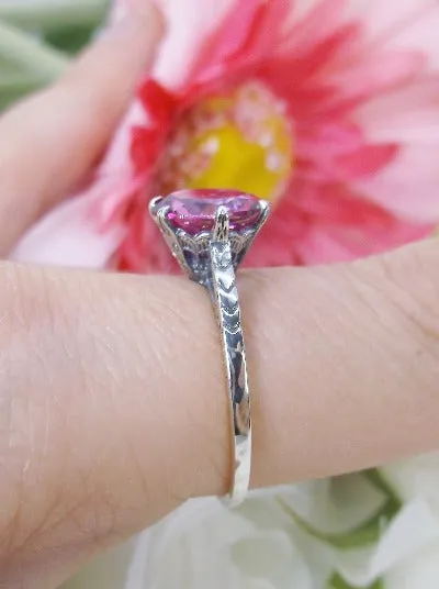 Topaz Ring, Natural Pink Solitaire, Classic Jewelry #D37z