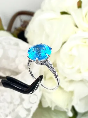 Topaz Ring, Natural Swiss Blue Solitaire, Classic Jewelry #D37