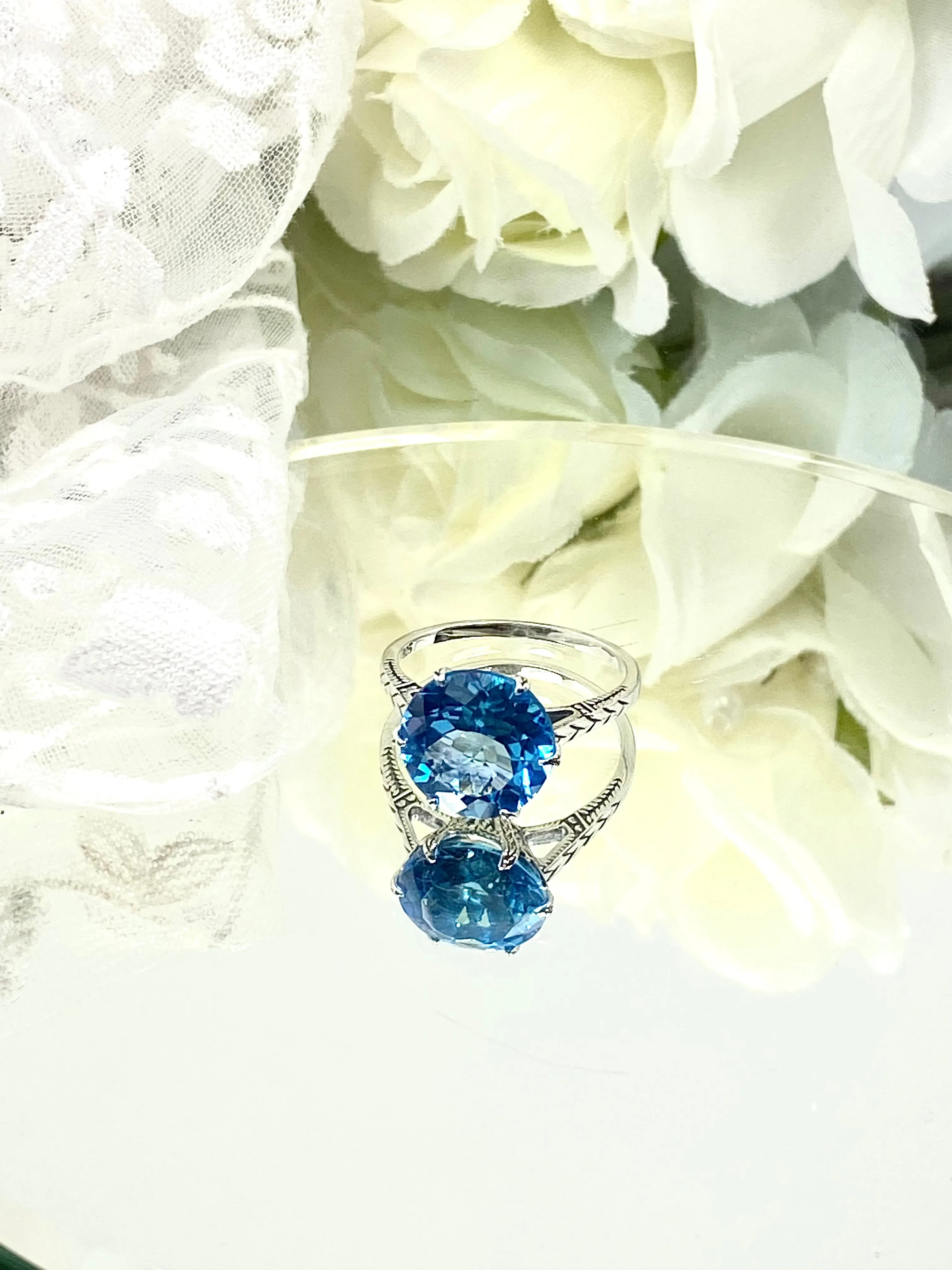 Topaz Ring, Natural Swiss Blue Solitaire, Classic Jewelry #D37