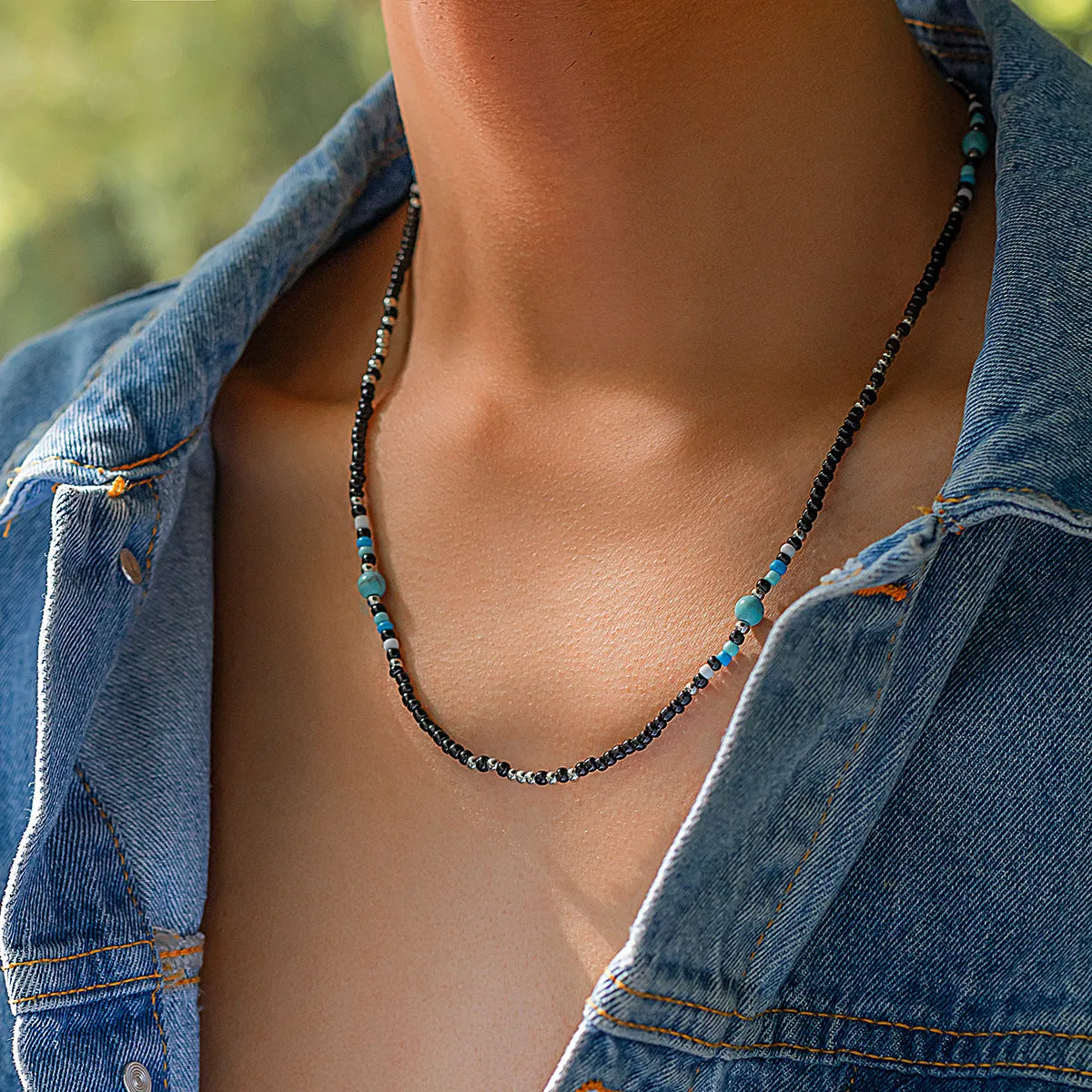 Trendy Turquoise Bohemian Bead Design Necklace