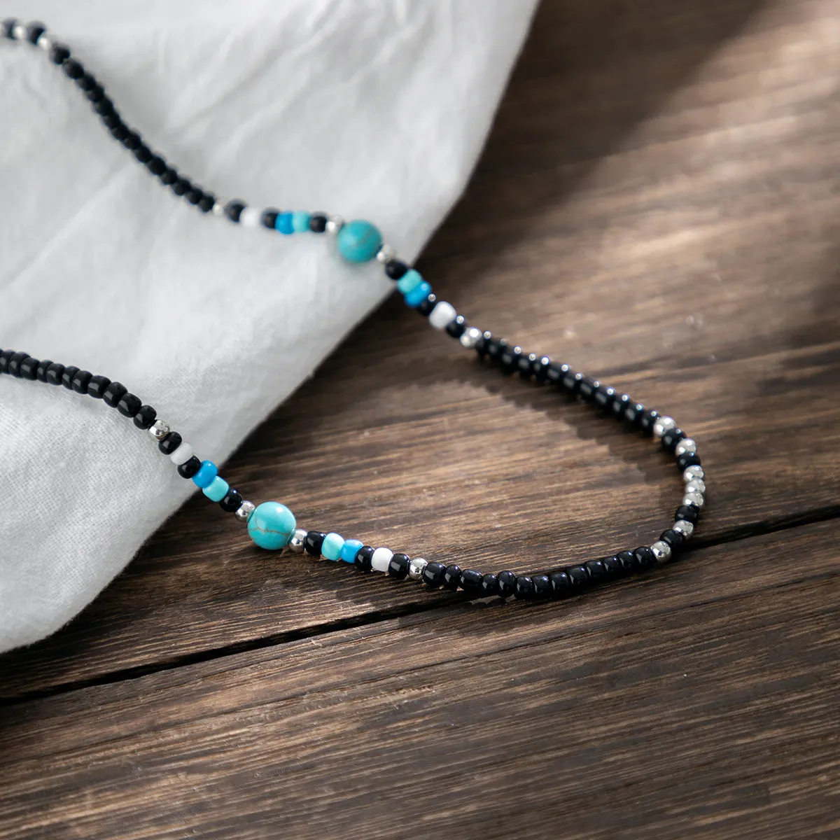 Trendy Turquoise Bohemian Bead Design Necklace