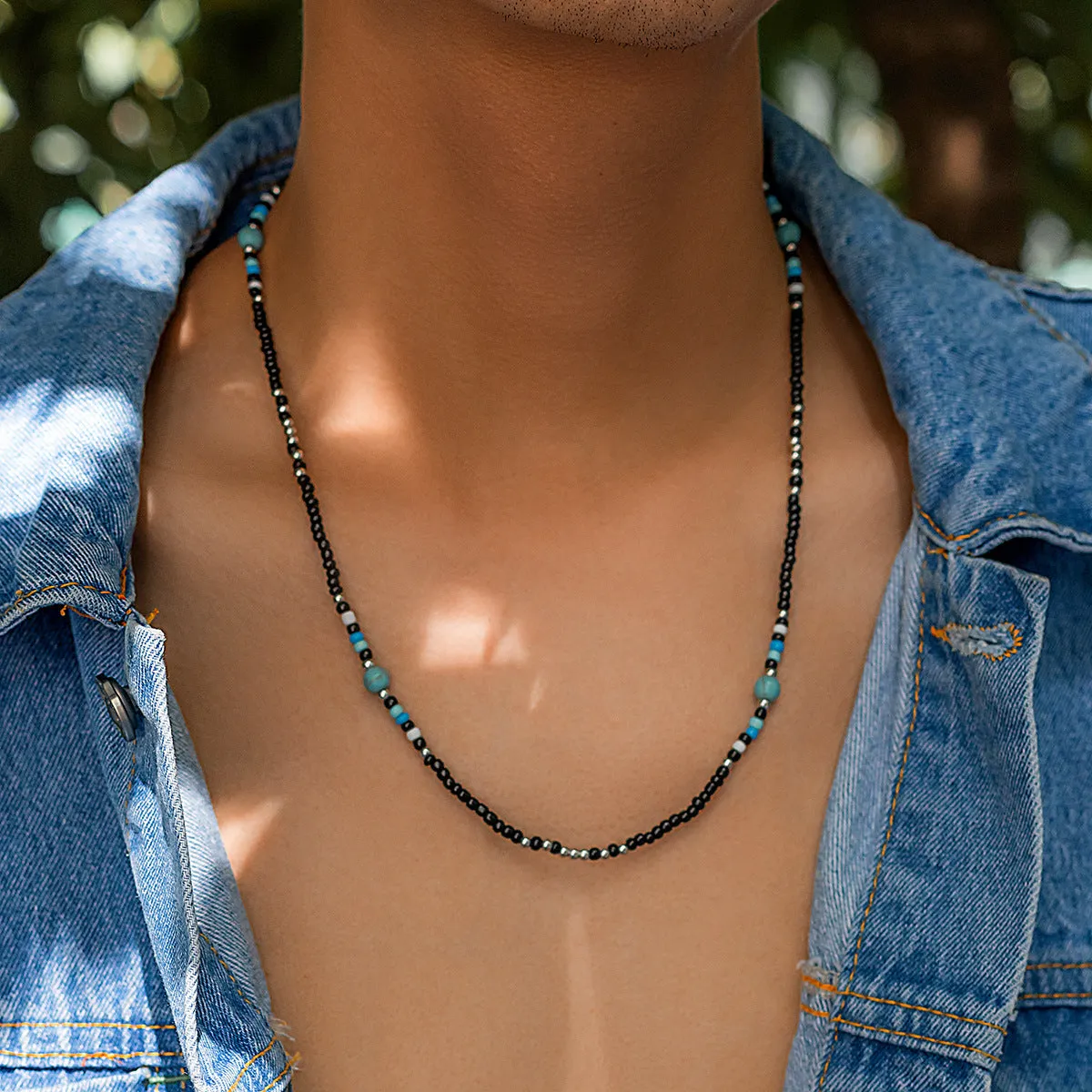 Trendy Turquoise Bohemian Bead Design Necklace