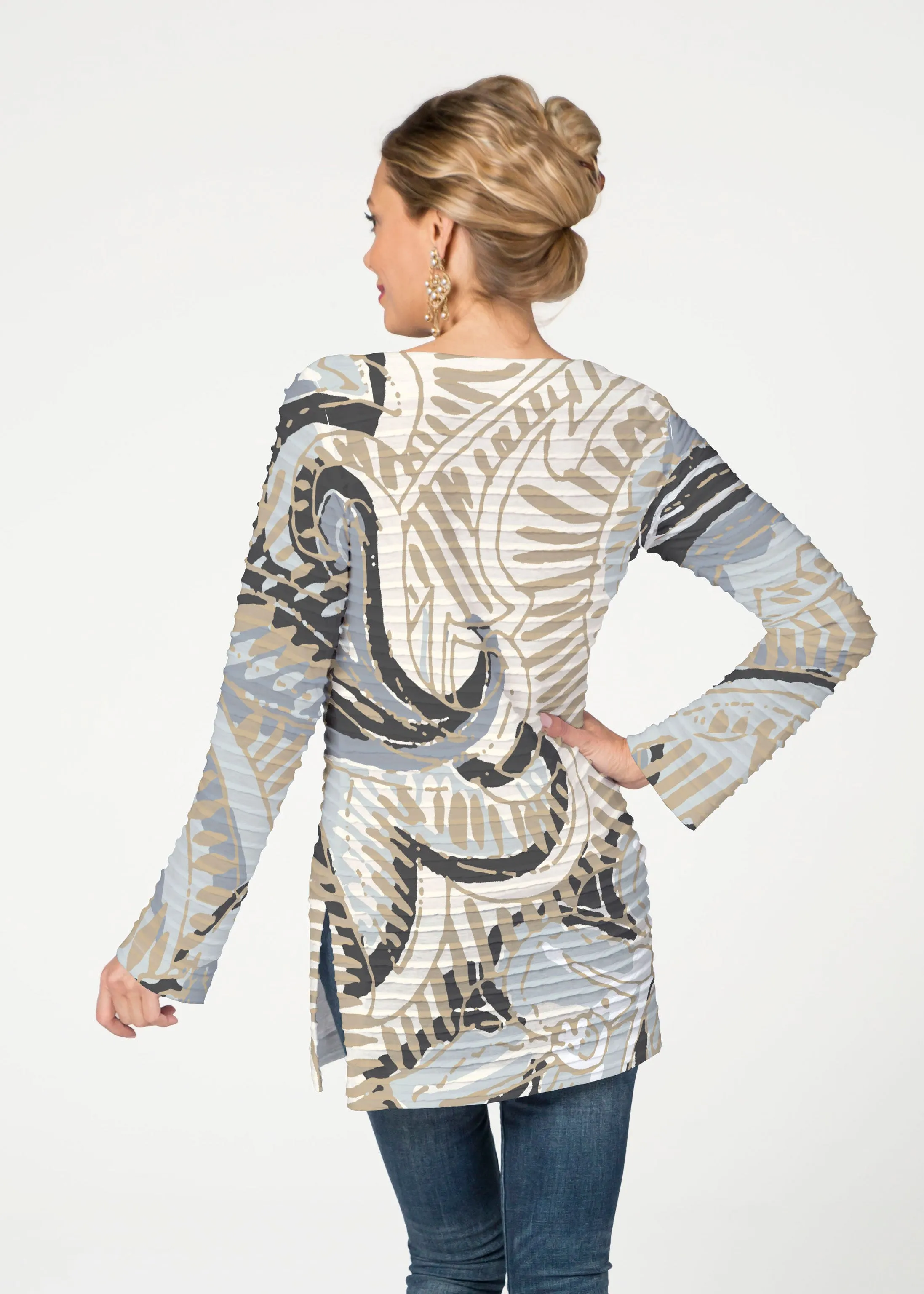 Tribal Earth (2646) ~ Banded Boatneck Tunic