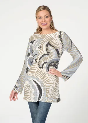 Tribal Earth (2646) ~ Banded Boatneck Tunic