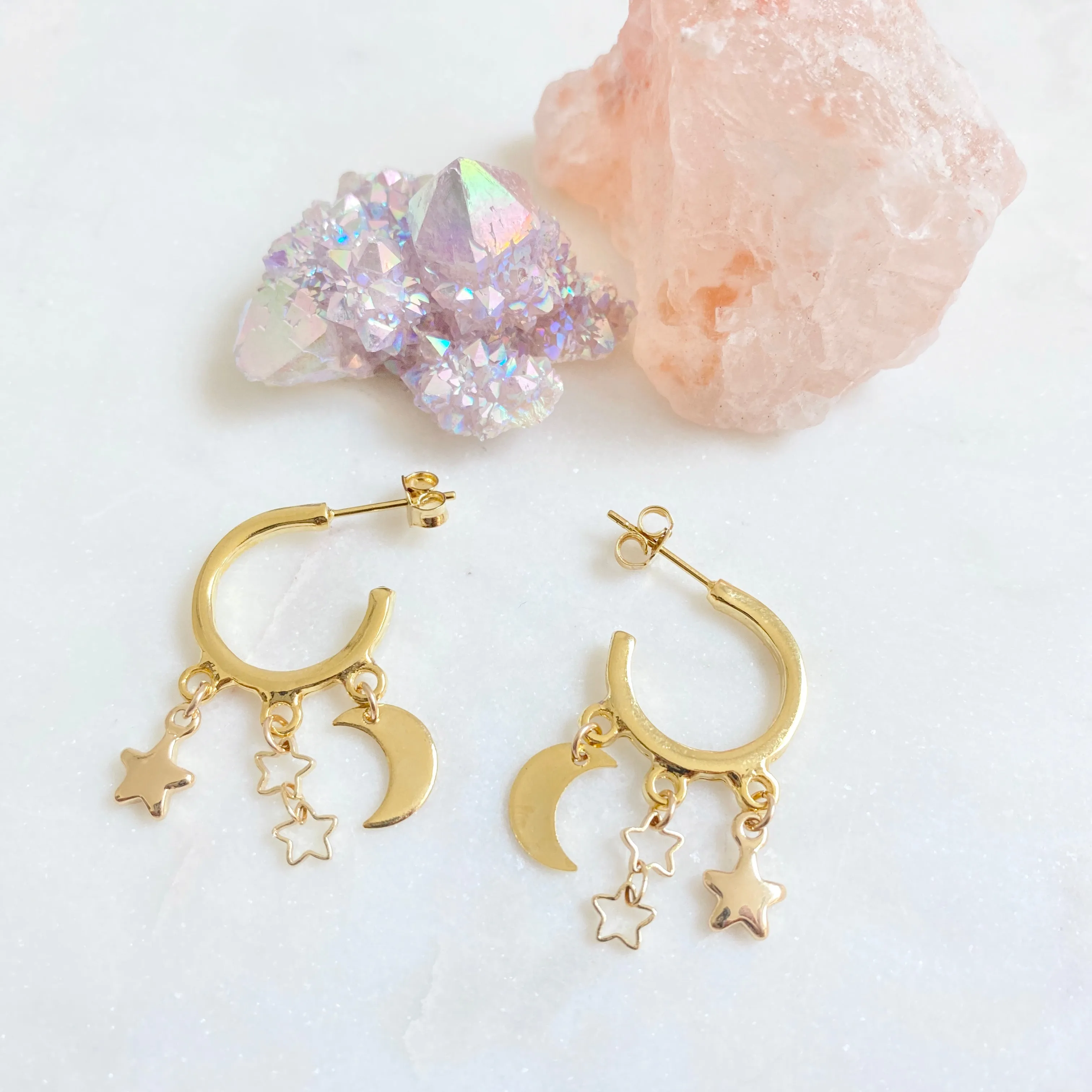 Trina Moon and Star Hoop Earrings