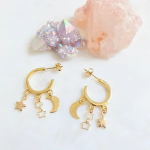 Trina Moon and Star Hoop Earrings