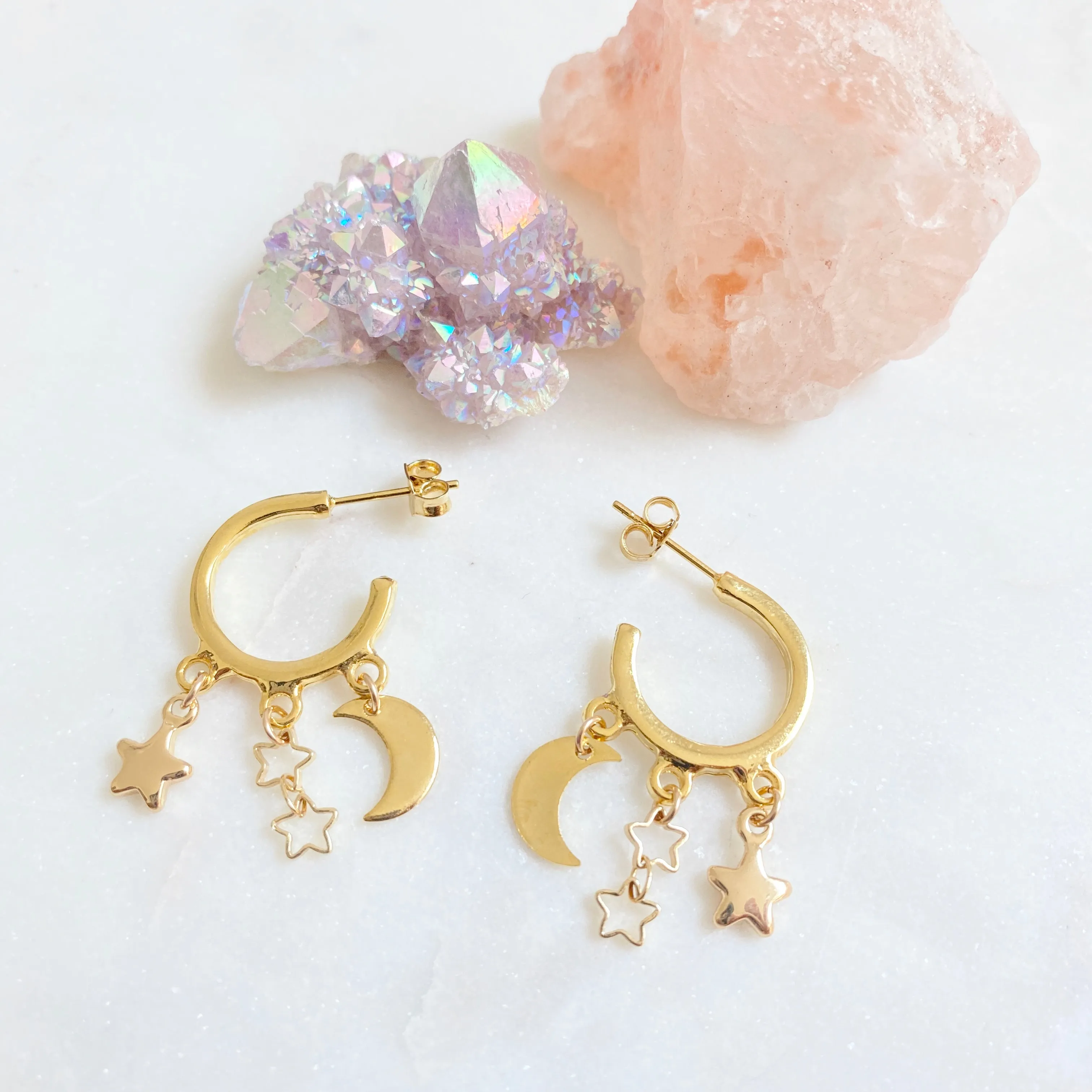 Trina Moon and Star Hoop Earrings