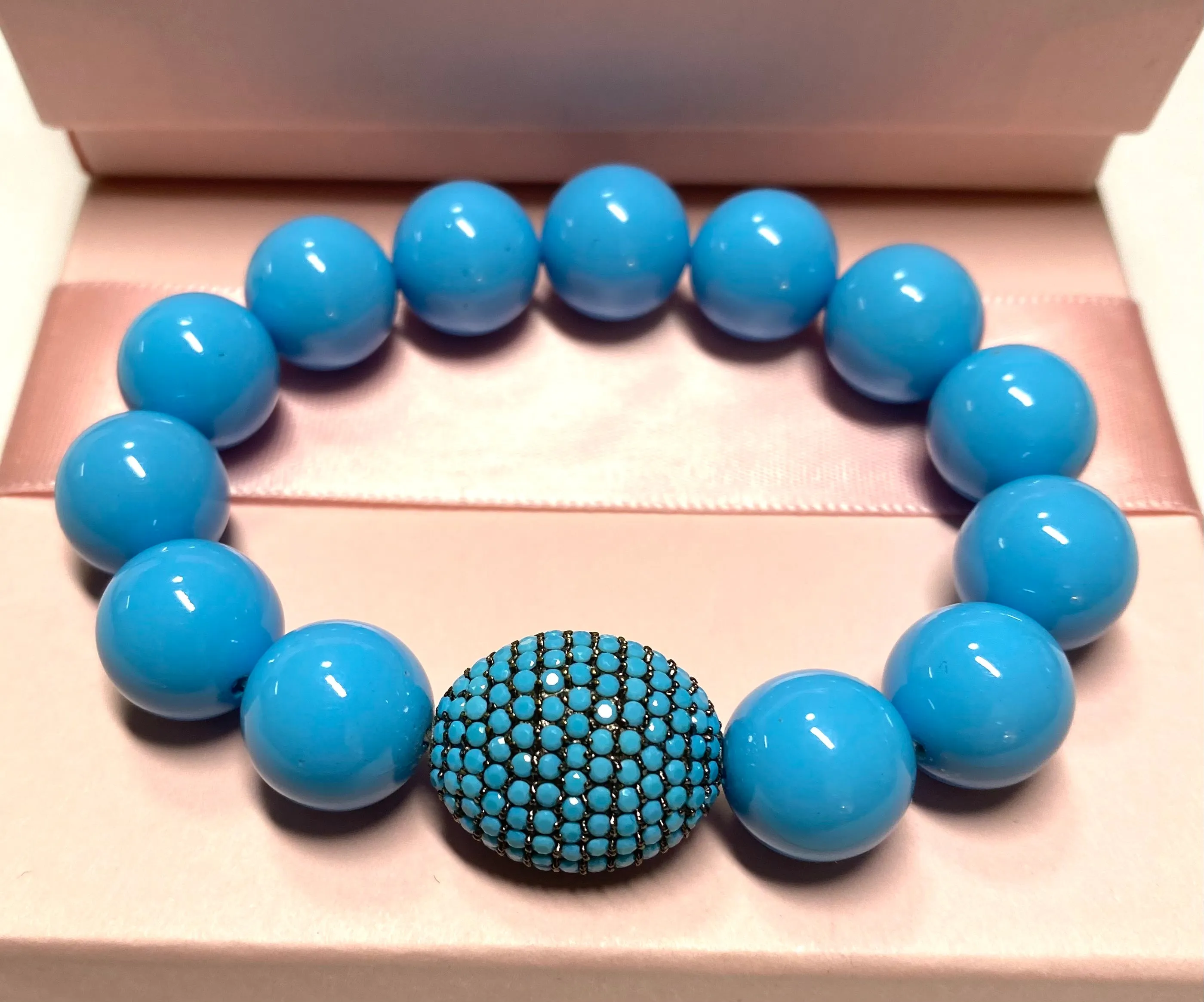 Turquoise Pave Bead Layering Bracelet