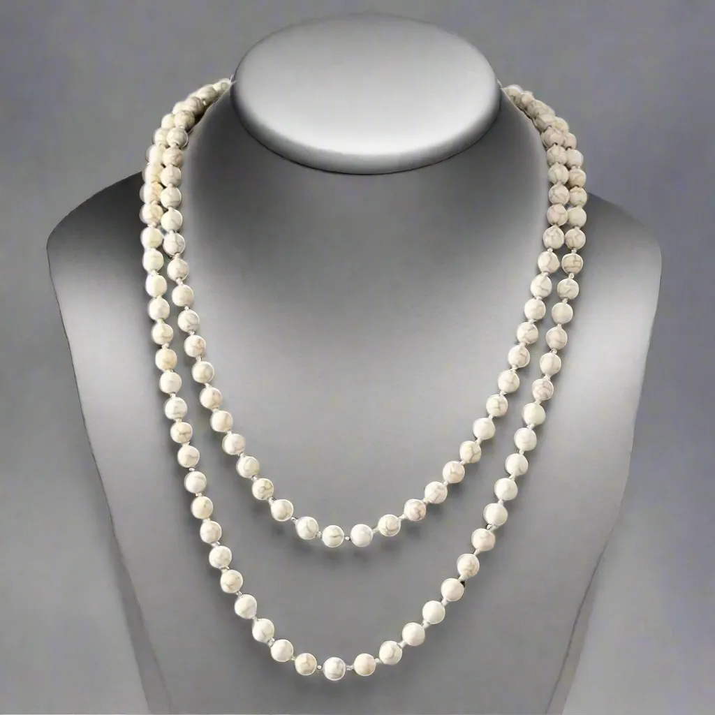 Turquoise White Beaded Necklace