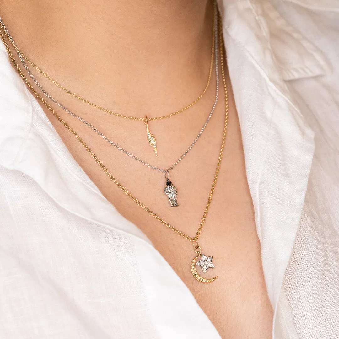 Two Tone Gold & Diamond Moon & Star Charm
