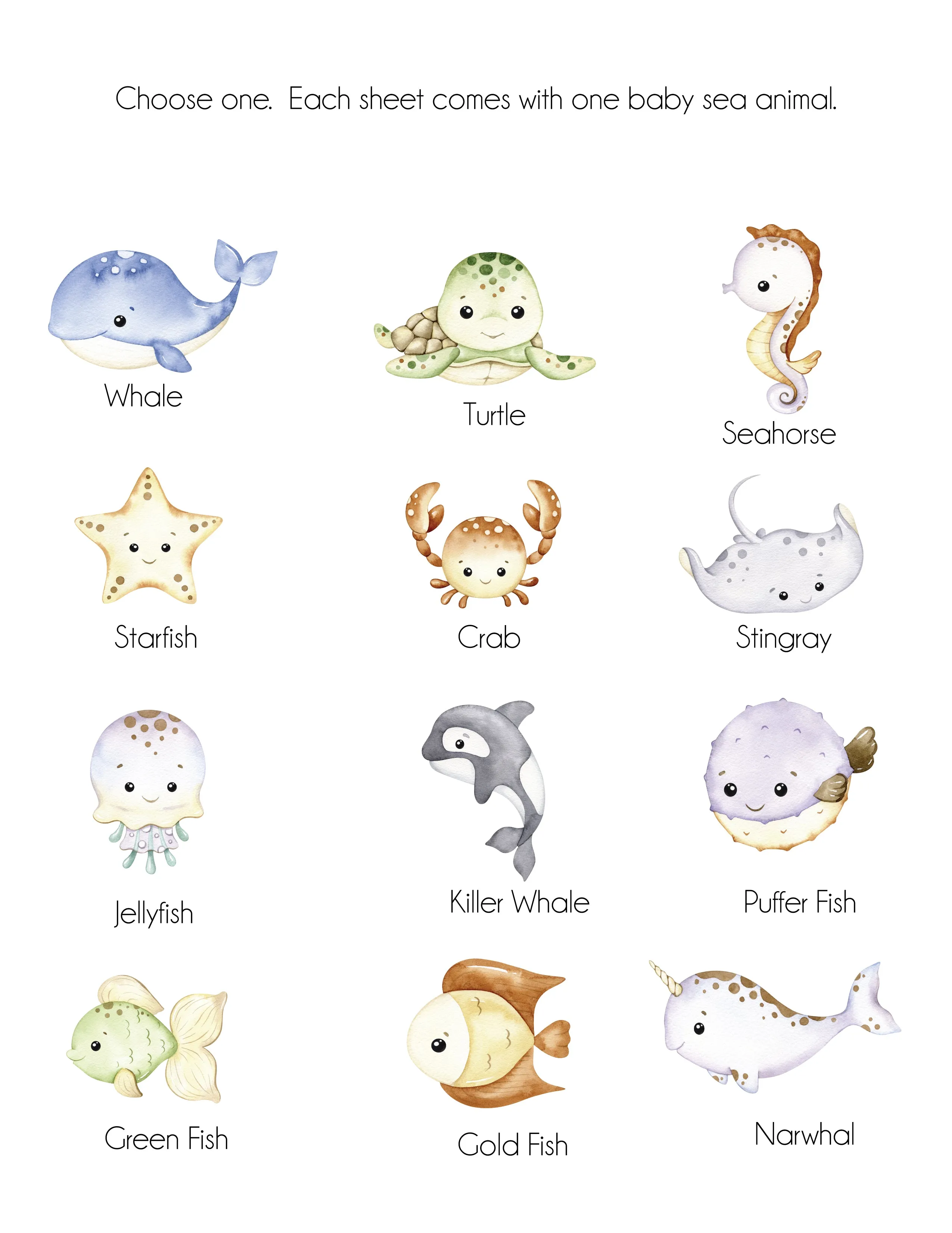 Under The Sea Stickers - KISSES Candy Baby Shower