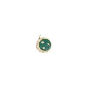 unisex 14k yellow gold moon malachite and diamond necklace
