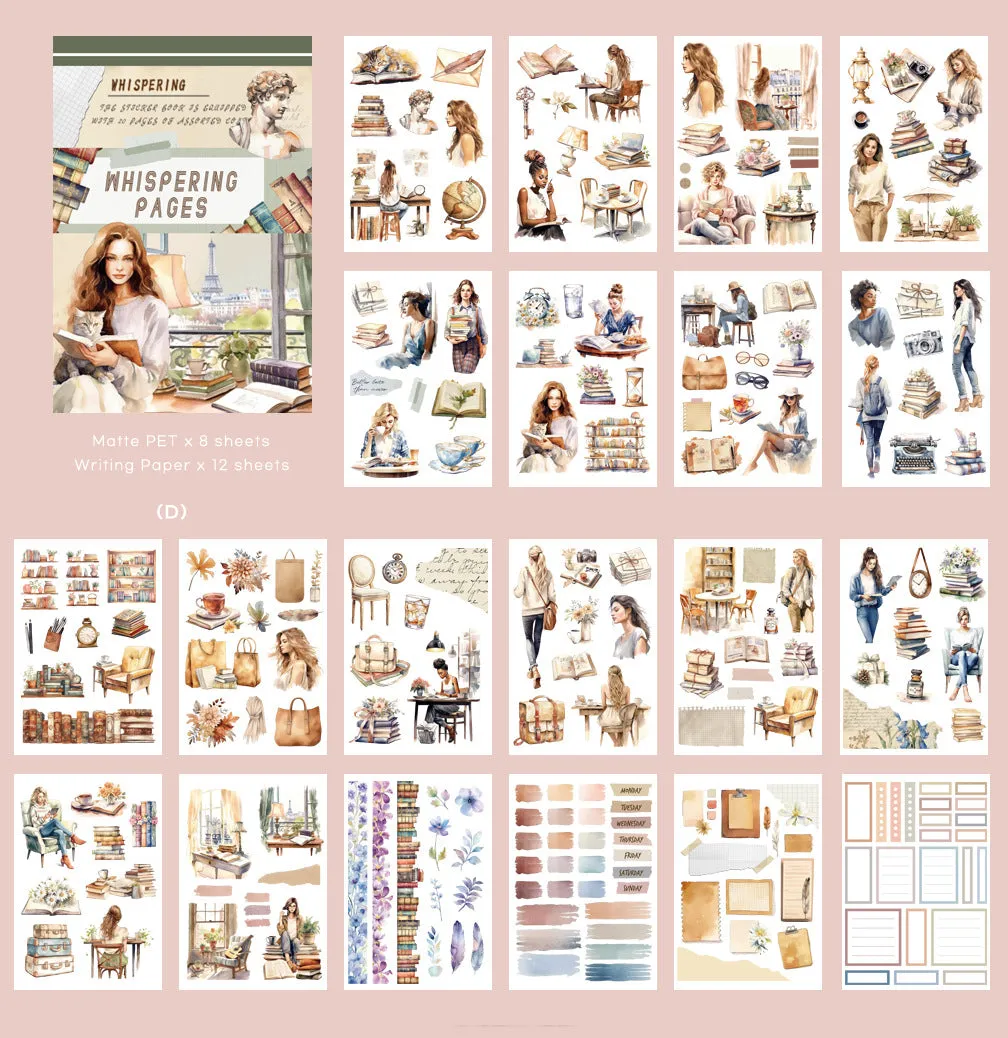 Universal PET Sticker Set - Alice in Wonderland Artistic Collage Stickers for Junk Journals