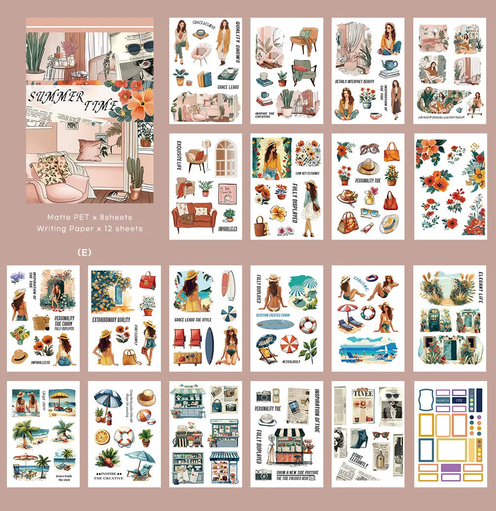 Universal PET Sticker Set - Alice in Wonderland Artistic Collage Stickers for Junk Journals