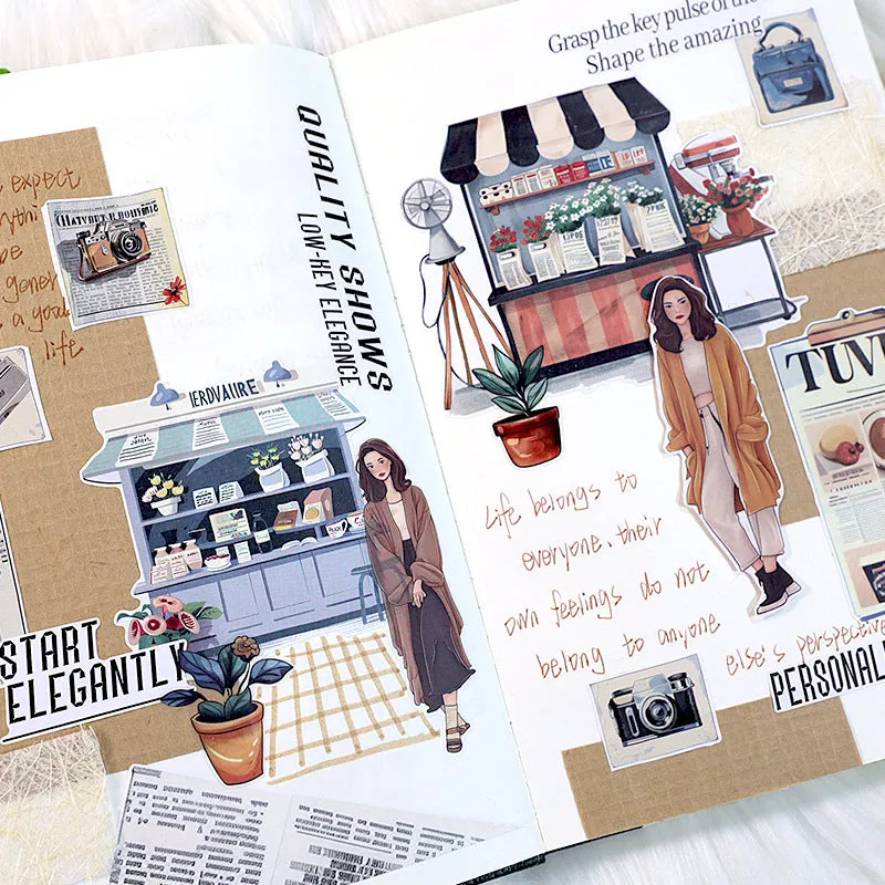 Universal PET Sticker Set - Alice in Wonderland Artistic Collage Stickers for Junk Journals