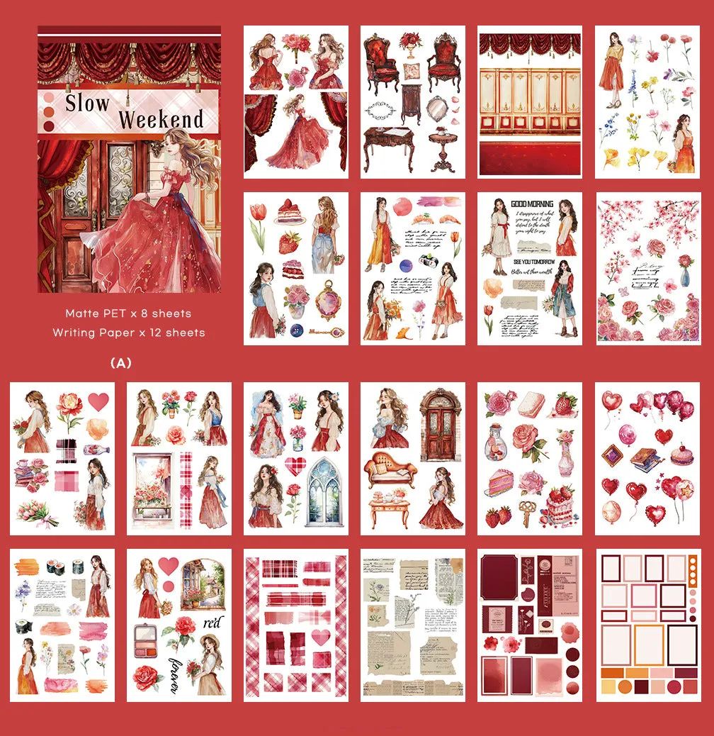 Universal PET Sticker Set - Alice in Wonderland Artistic Collage Stickers for Junk Journals