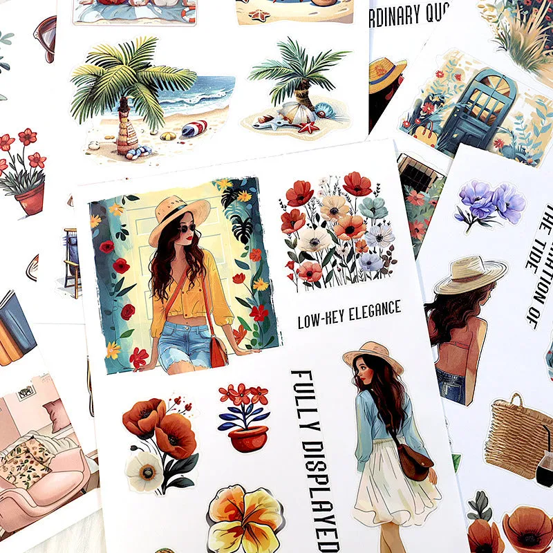 Universal PET Sticker Set - Alice in Wonderland Artistic Collage Stickers for Junk Journals