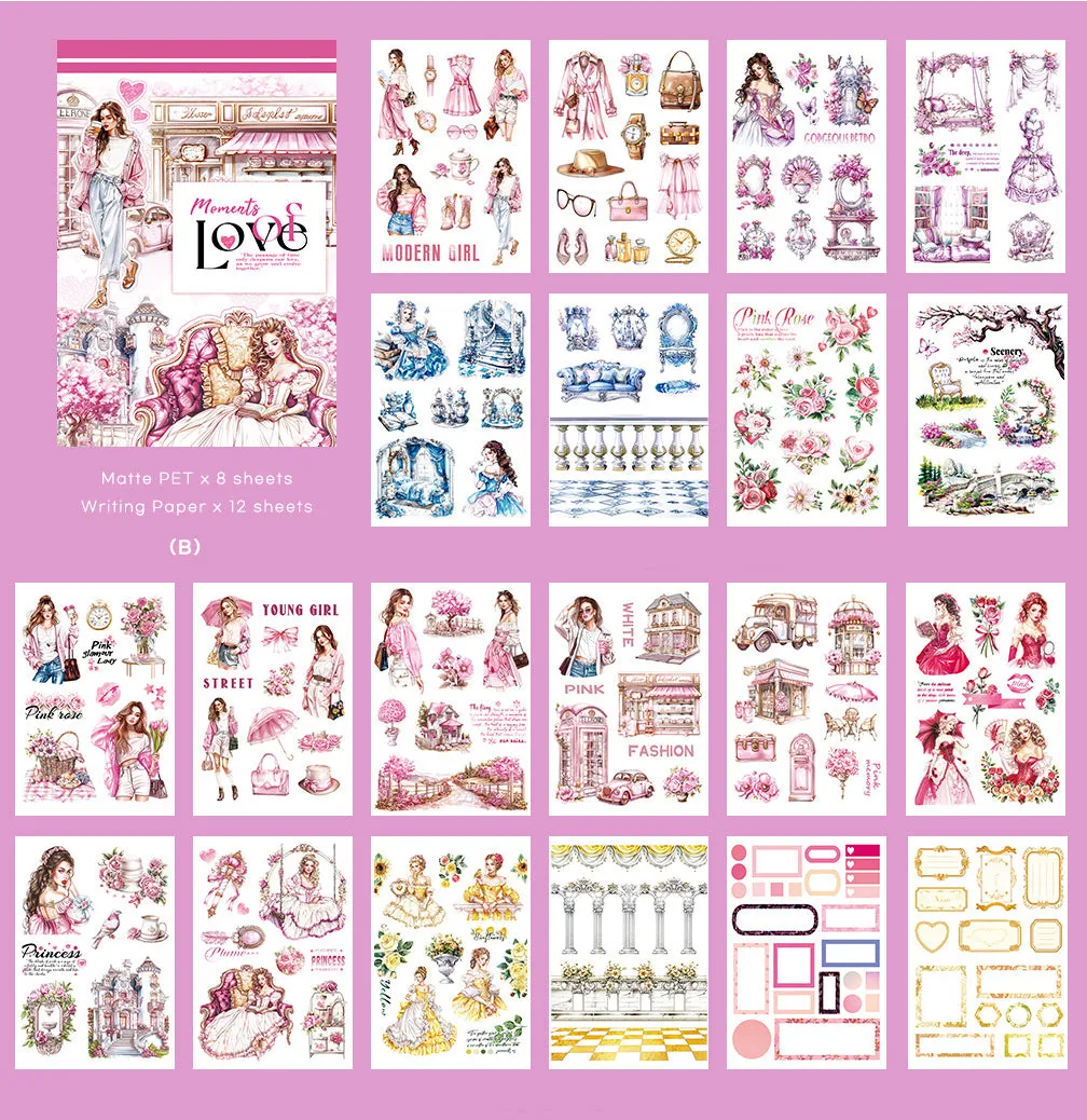 Universal PET Sticker Set - Alice in Wonderland Artistic Collage Stickers for Junk Journals