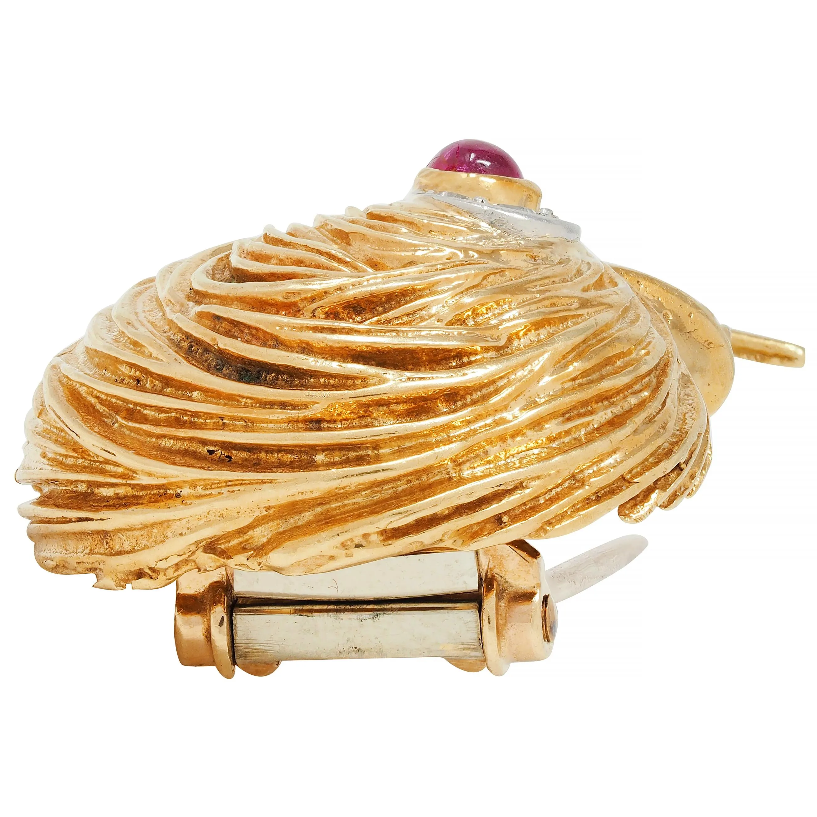 Van Cleef & Arpels Diamond Turquoise Platinum 18 Karat Gold Vintage Whimsical 1950s Bird Brooch