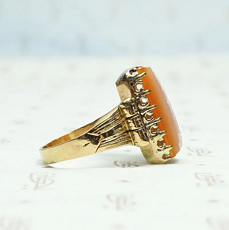 Veiled Maiden Cameo in Aesthetic Movement Ring