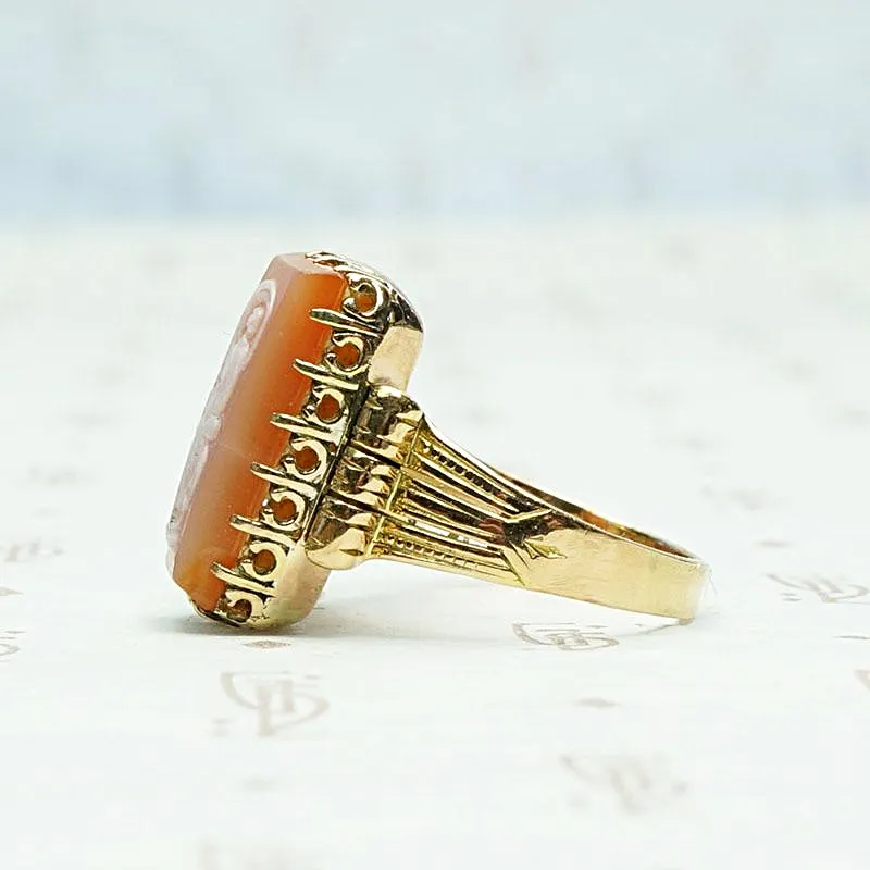 Veiled Maiden Cameo in Aesthetic Movement Ring