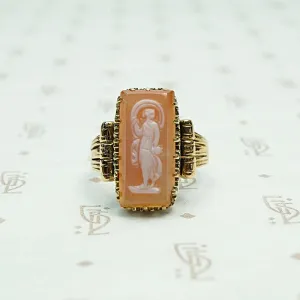 Veiled Maiden Cameo in Aesthetic Movement Ring