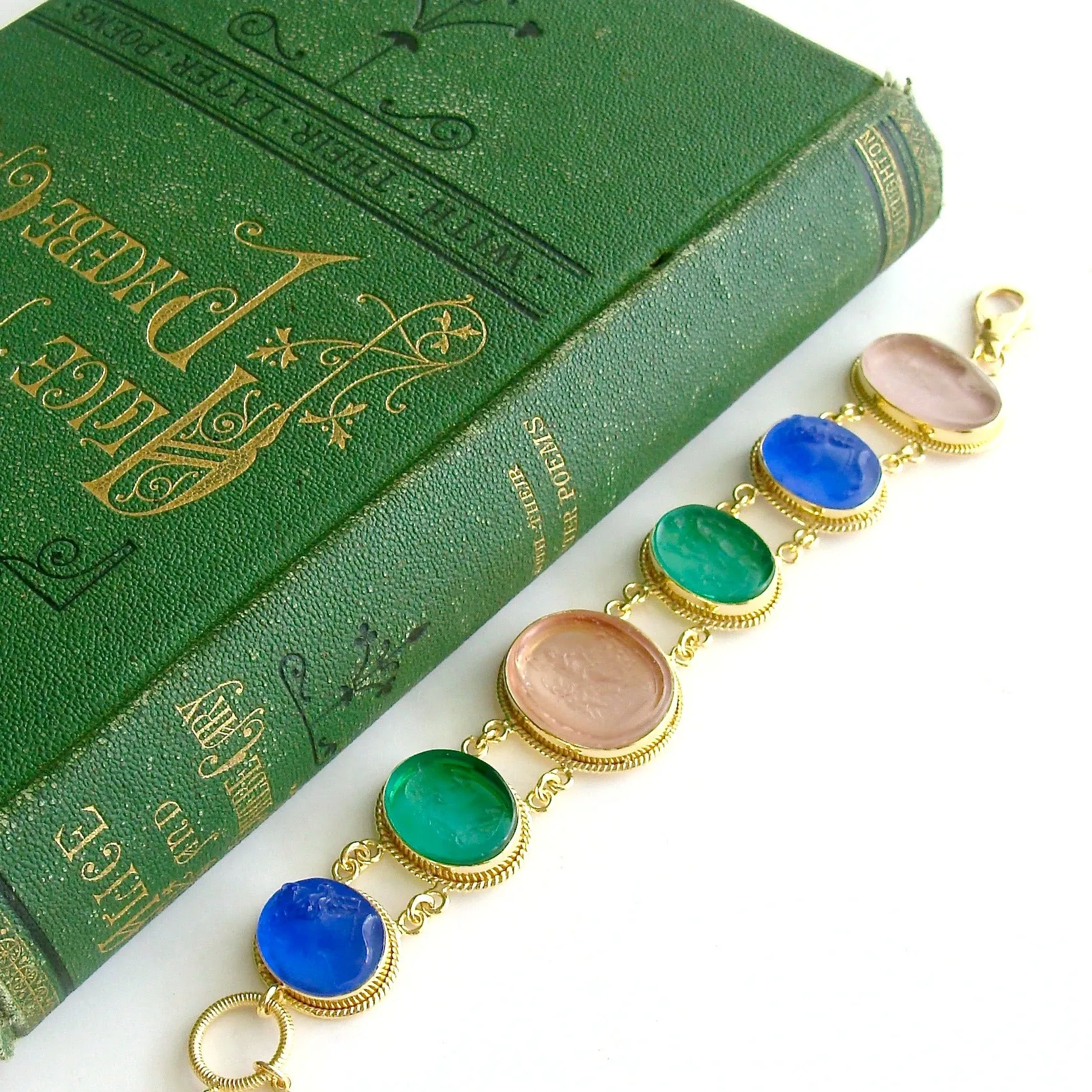 Venetian Glass Cameo Intaglio Bracelet - Belluno Bracelet