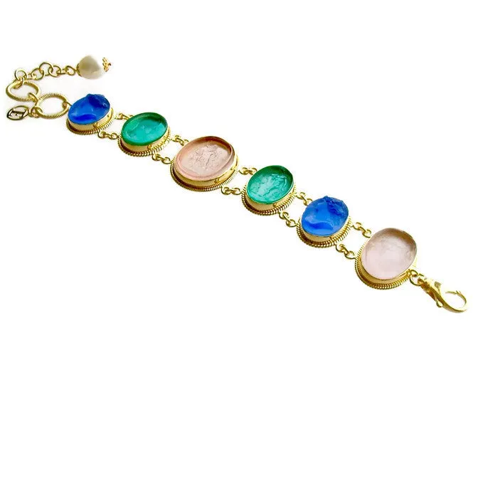 Venetian Glass Cameo Intaglio Bracelet - Belluno Bracelet