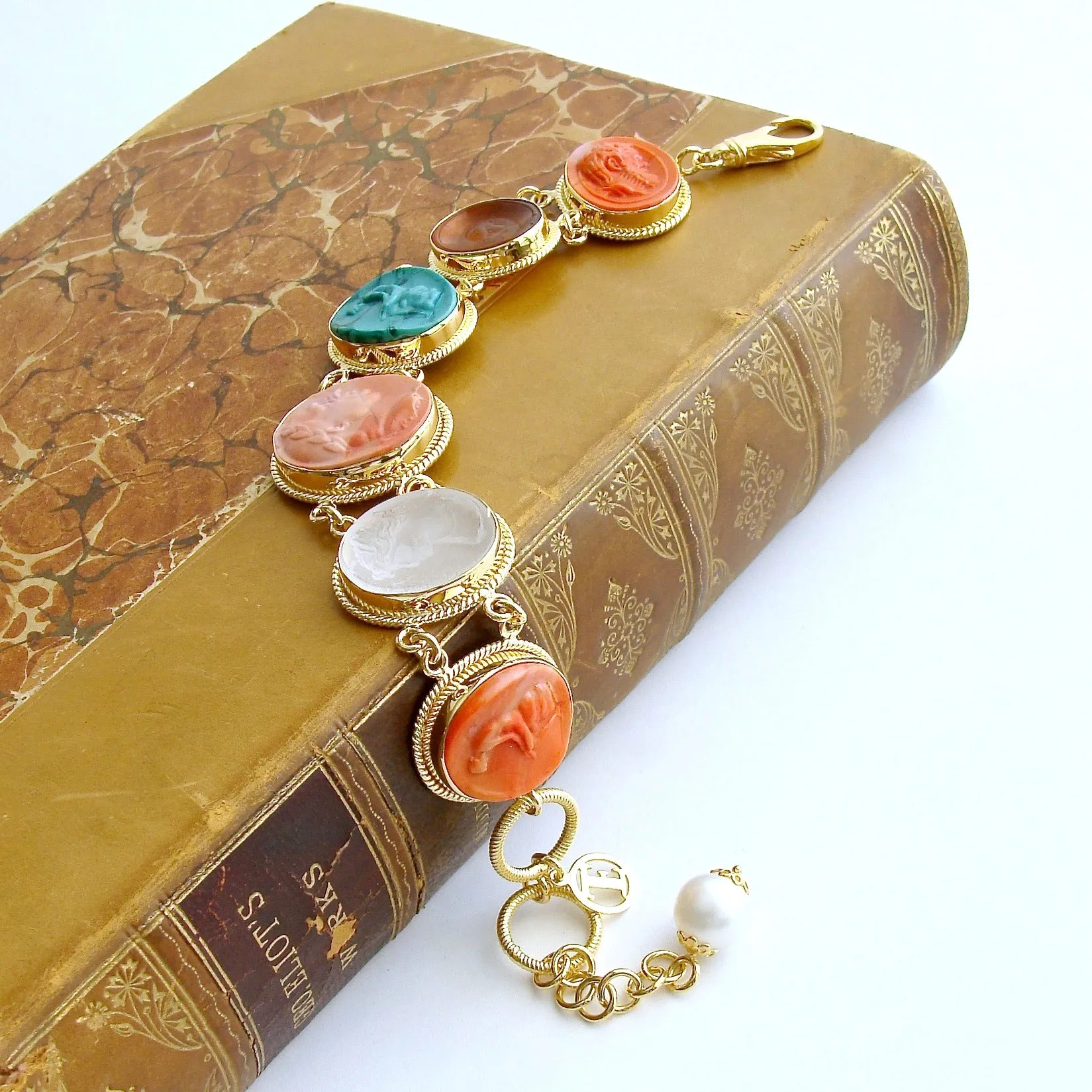 Venetian Glass Intaglio Cameo Bracelet - Castelluccio Intaglio Cameo Adjustable Bracelet