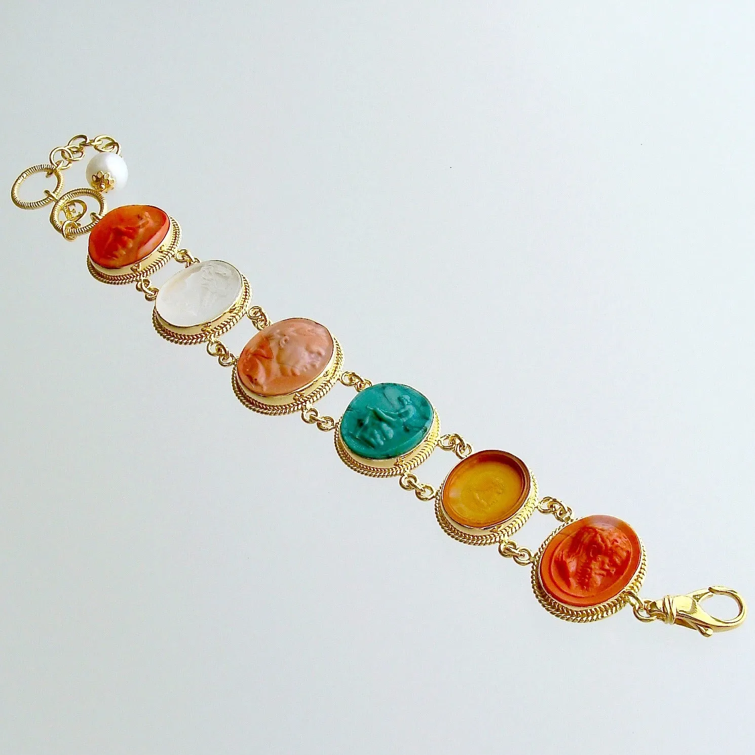 Venetian Glass Intaglio Cameo Bracelet - Castelluccio Intaglio Cameo Adjustable Bracelet
