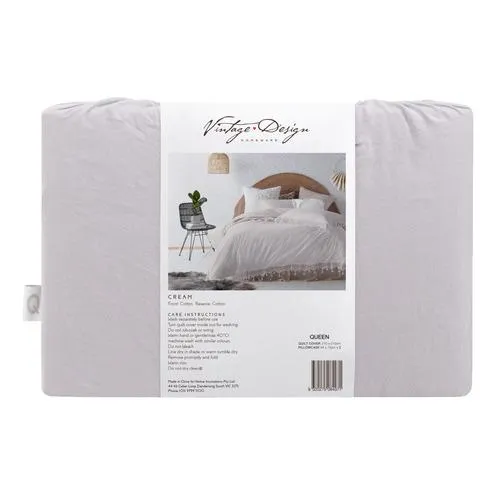 Vintage Design Cream Gypsy 180TC Cotton Quilt Cover Set
