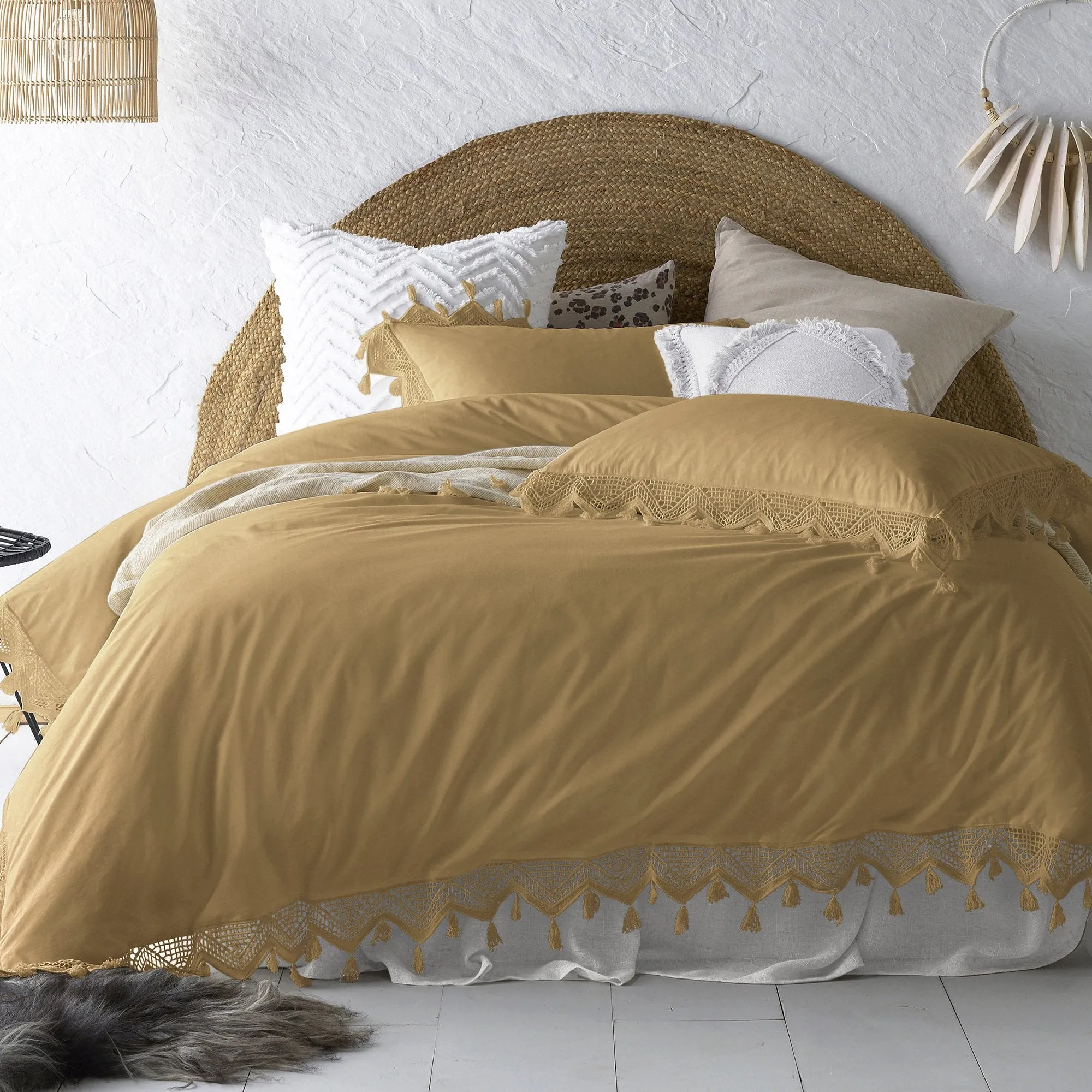 Vintage Design Ochre Gypsy 180TC Cotton Quilt Cover Set