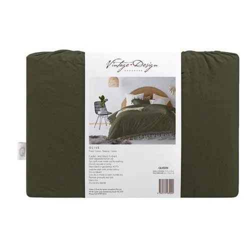 Vintage Design Olive Gypsy 180TC Cotton Quilt Cover Set