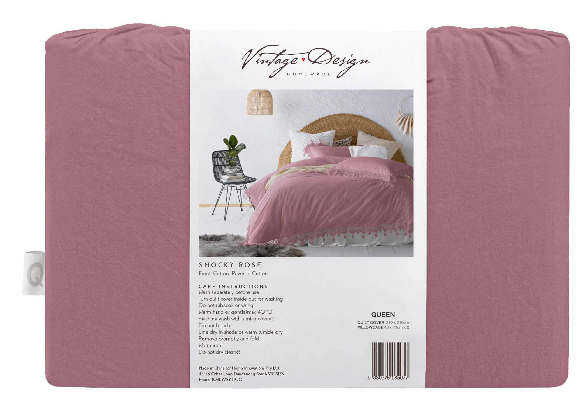 Vintage Design Smokey Rose Gypsy 180TC Cotton Quilt Cover Set