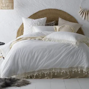 Vintage Design White Gypsy 180TC Cotton Quilt Cover Set