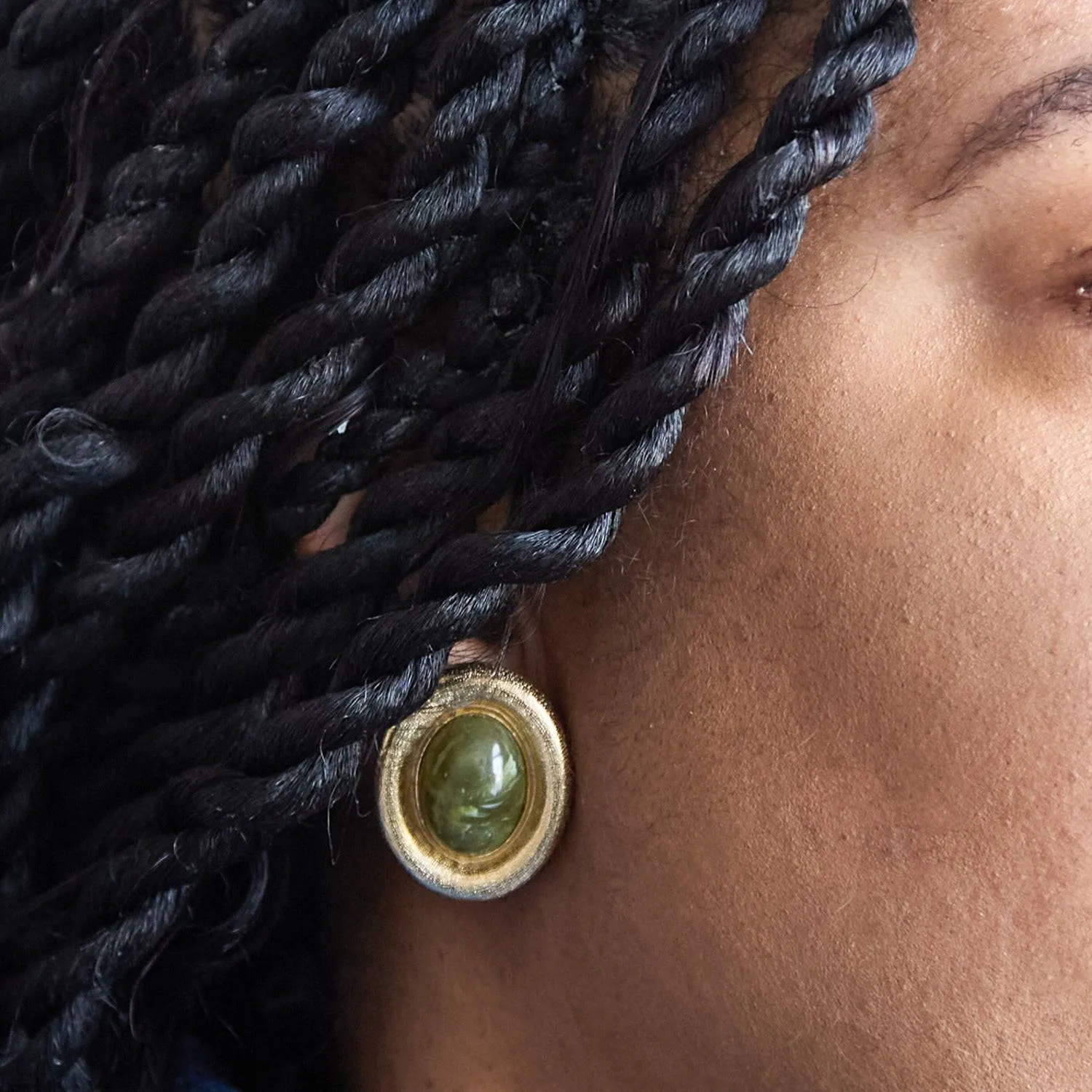Vintage Jade Cameo Earrings