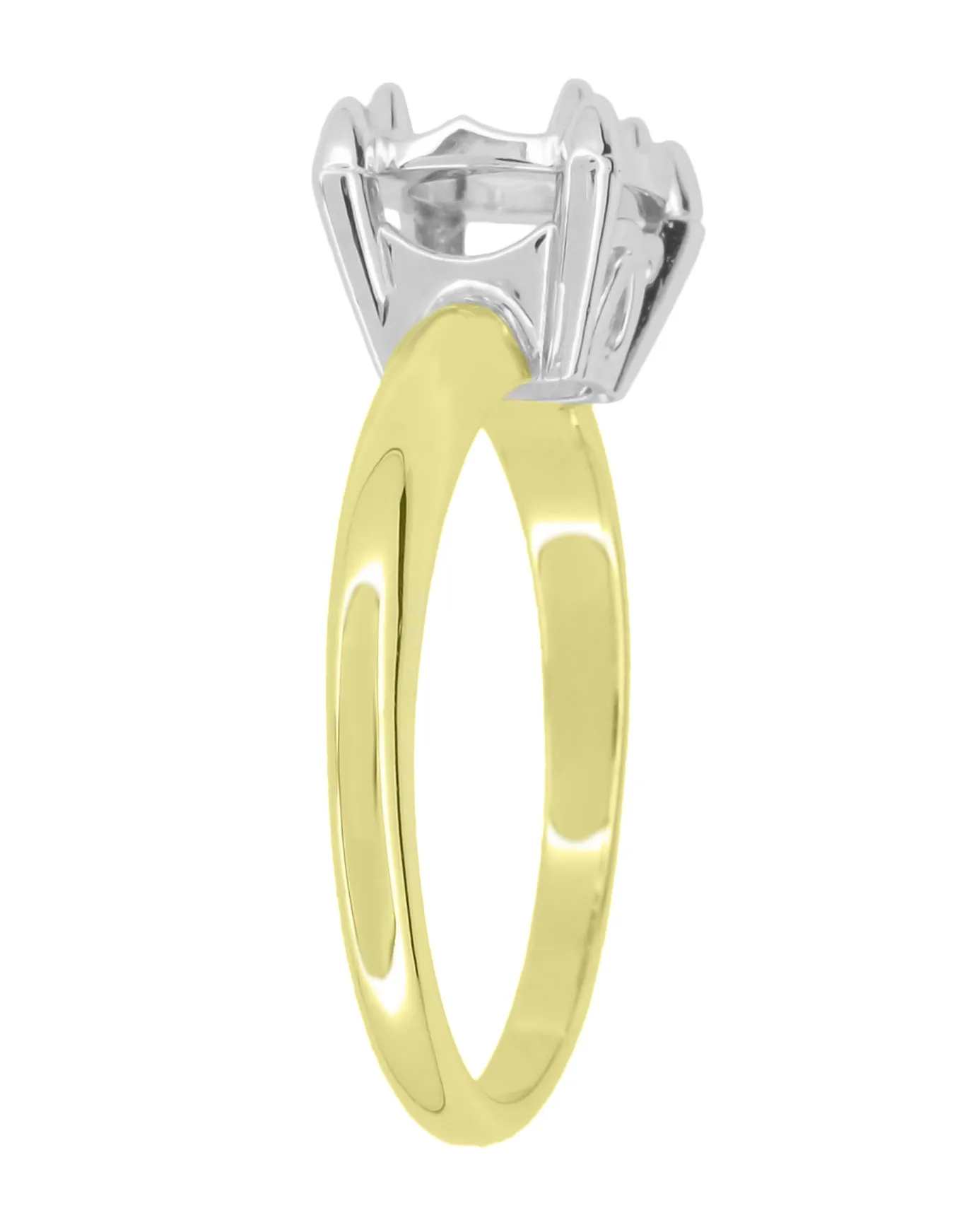 Vintage Style Illusion Solitaire Ring Setting in Two-Tone 14K Yellow and White Gold - for a 3/4 Ct (6mm) to 1 Ct Diamond (6.5mm)