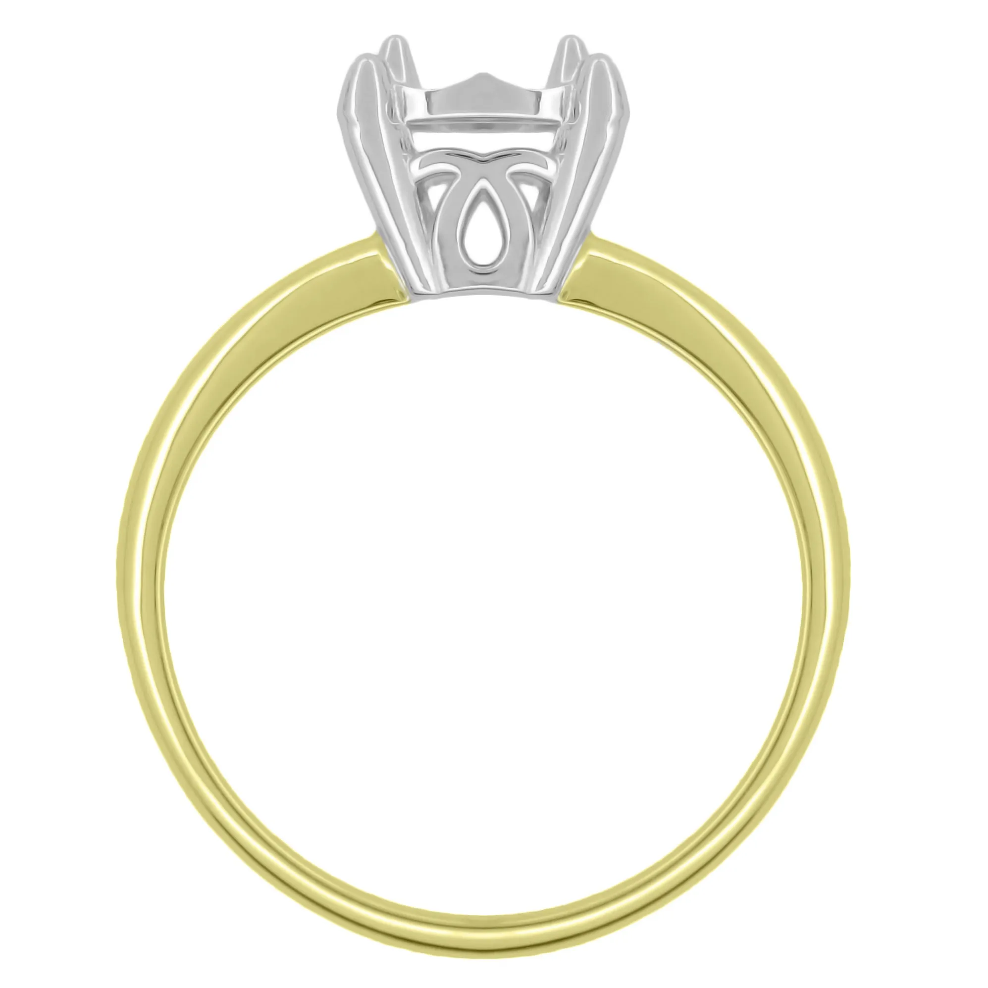 Vintage Style Illusion Solitaire Ring Setting in Two-Tone 14K Yellow and White Gold - for a 3/4 Ct (6mm) to 1 Ct Diamond (6.5mm)