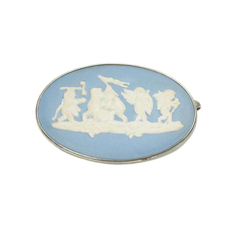 Vintage Wedgwood Cameo Brooch in a Sterling Frame