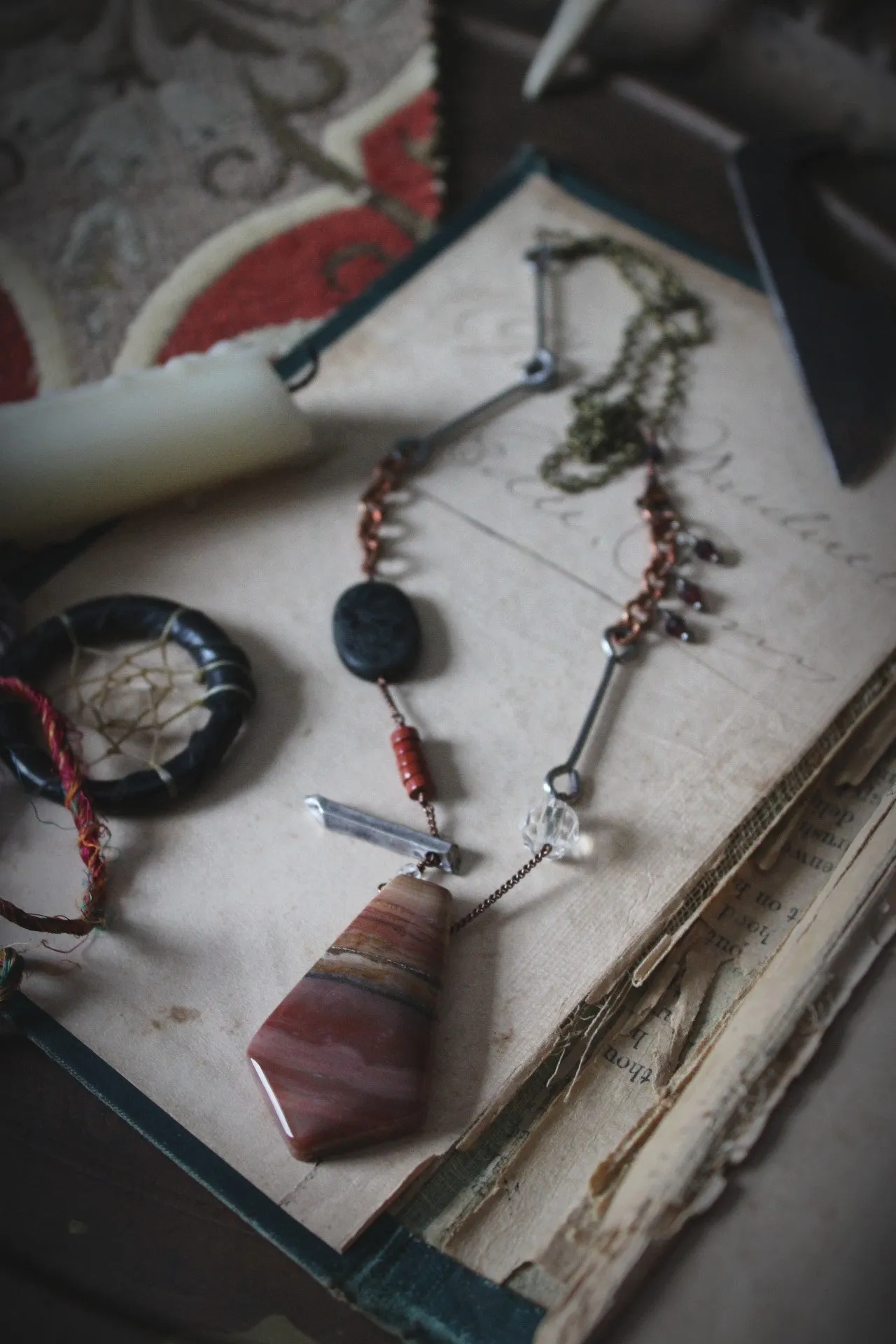 Weavers & Warriors  |  Brothers Crow :: Frostbane. Gemstone Pendant Charm Necklace.
