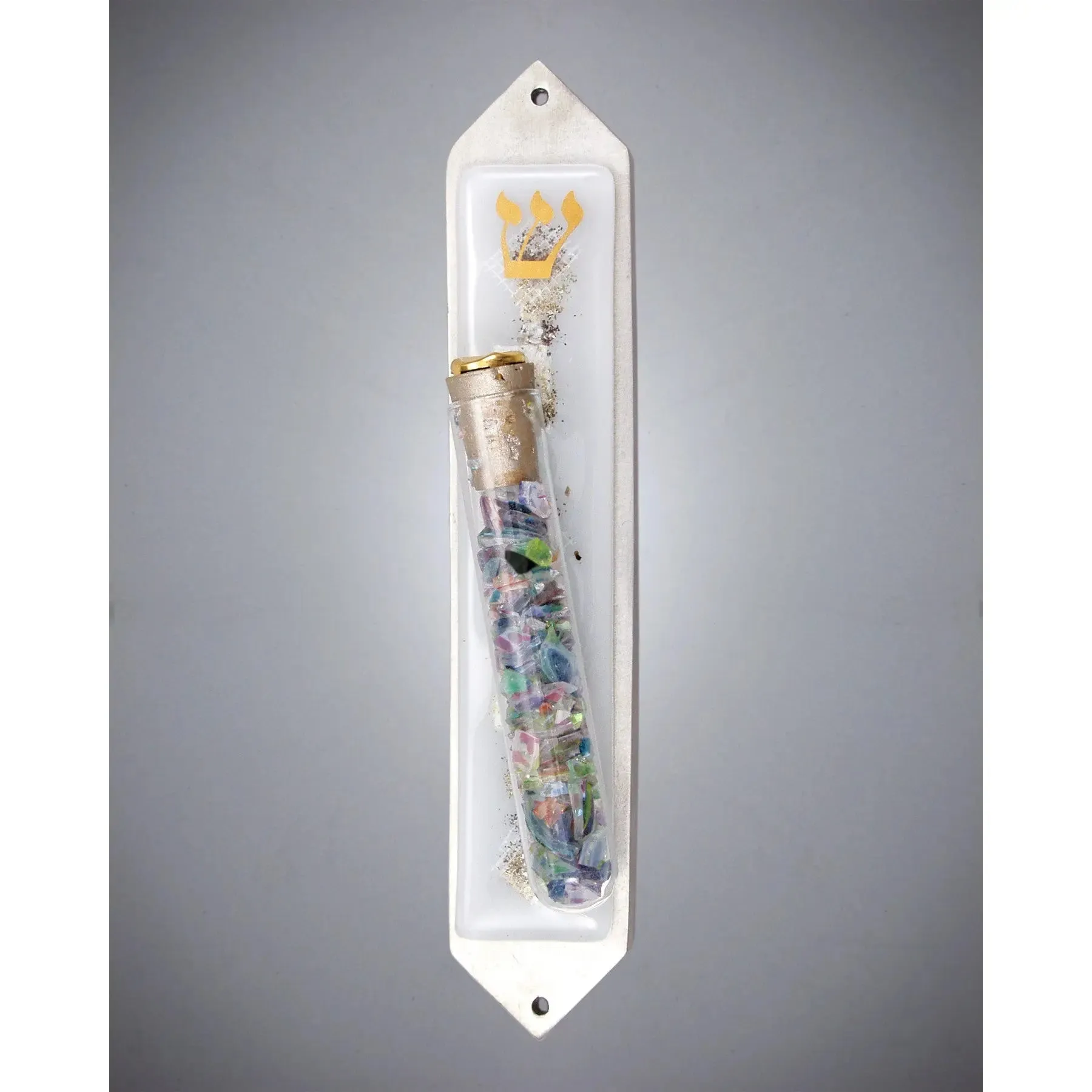 Wedding Mezuzot White Collage with Shards JZCWW by Beames Designs