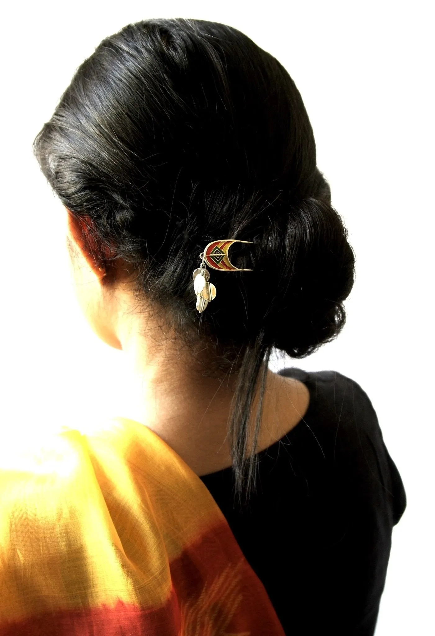 Whimsical, colorful, and artistic enamel-work bun stick