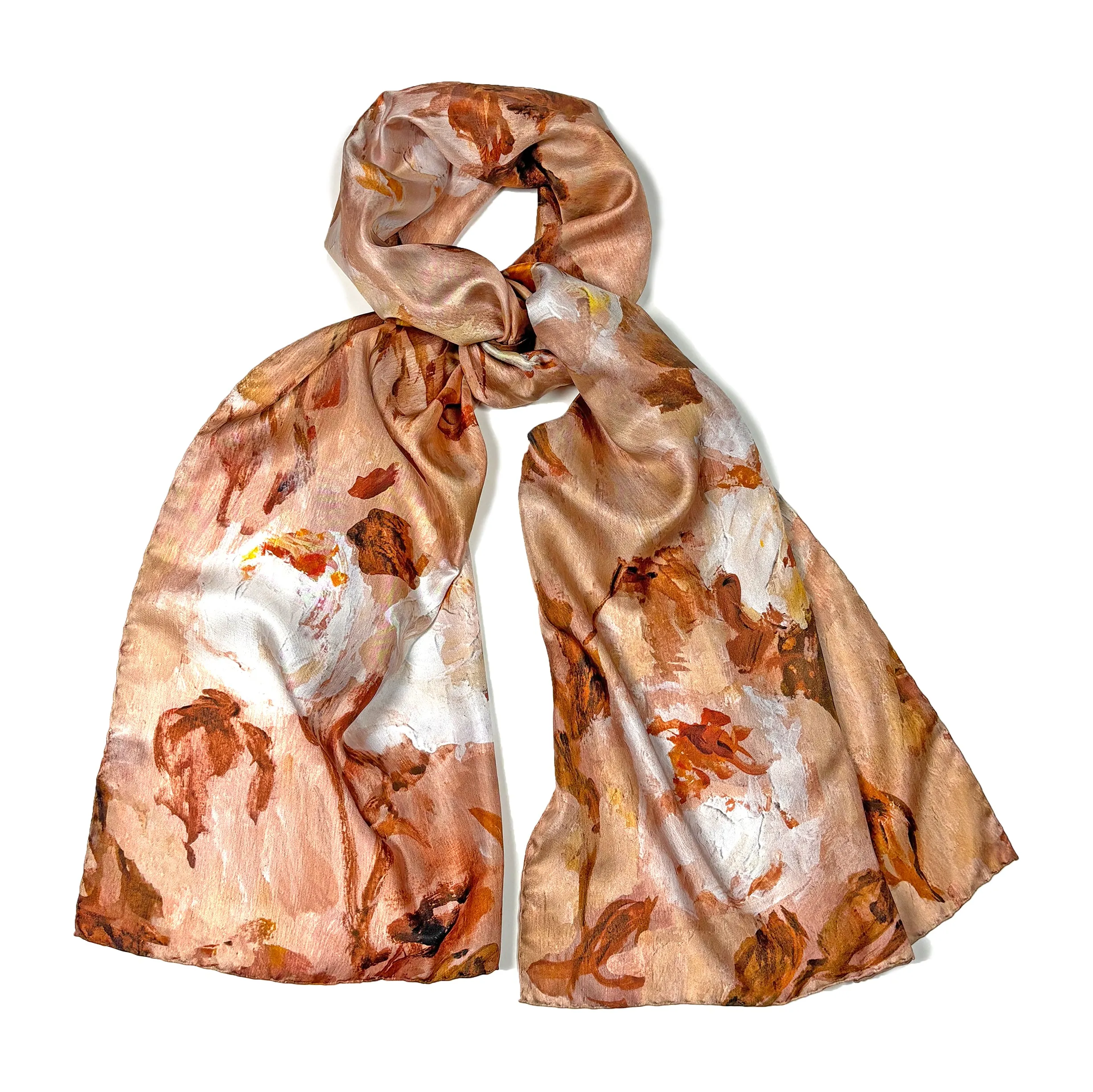 Whispering Roses, 75x18-inch Long Italian Silk Scarf
