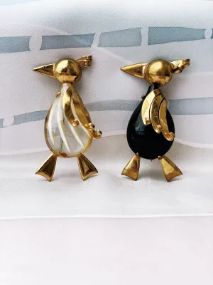White Art Deco Penguin Brooch