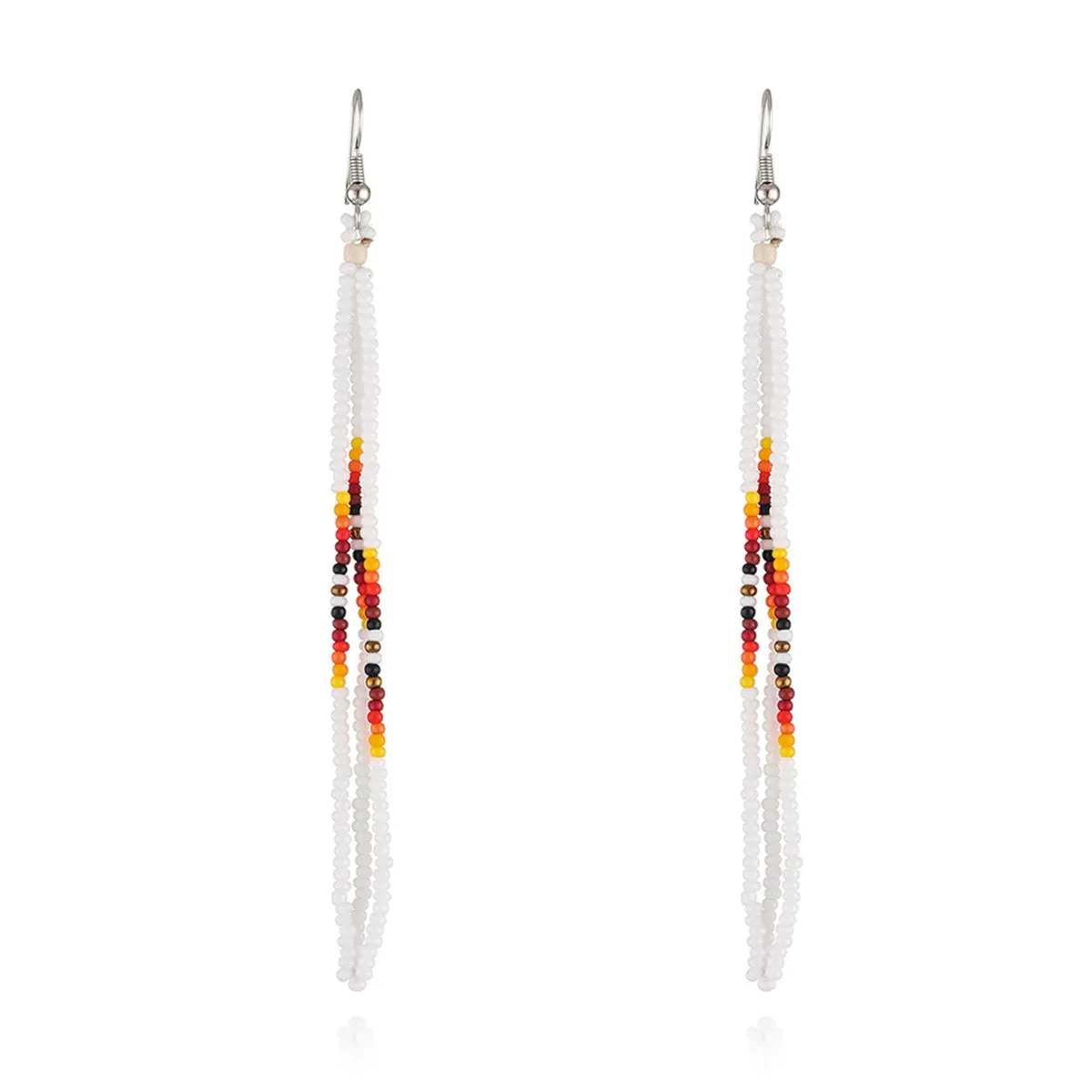 White Howlite & Silver-Plated Tassel Drop Earrings