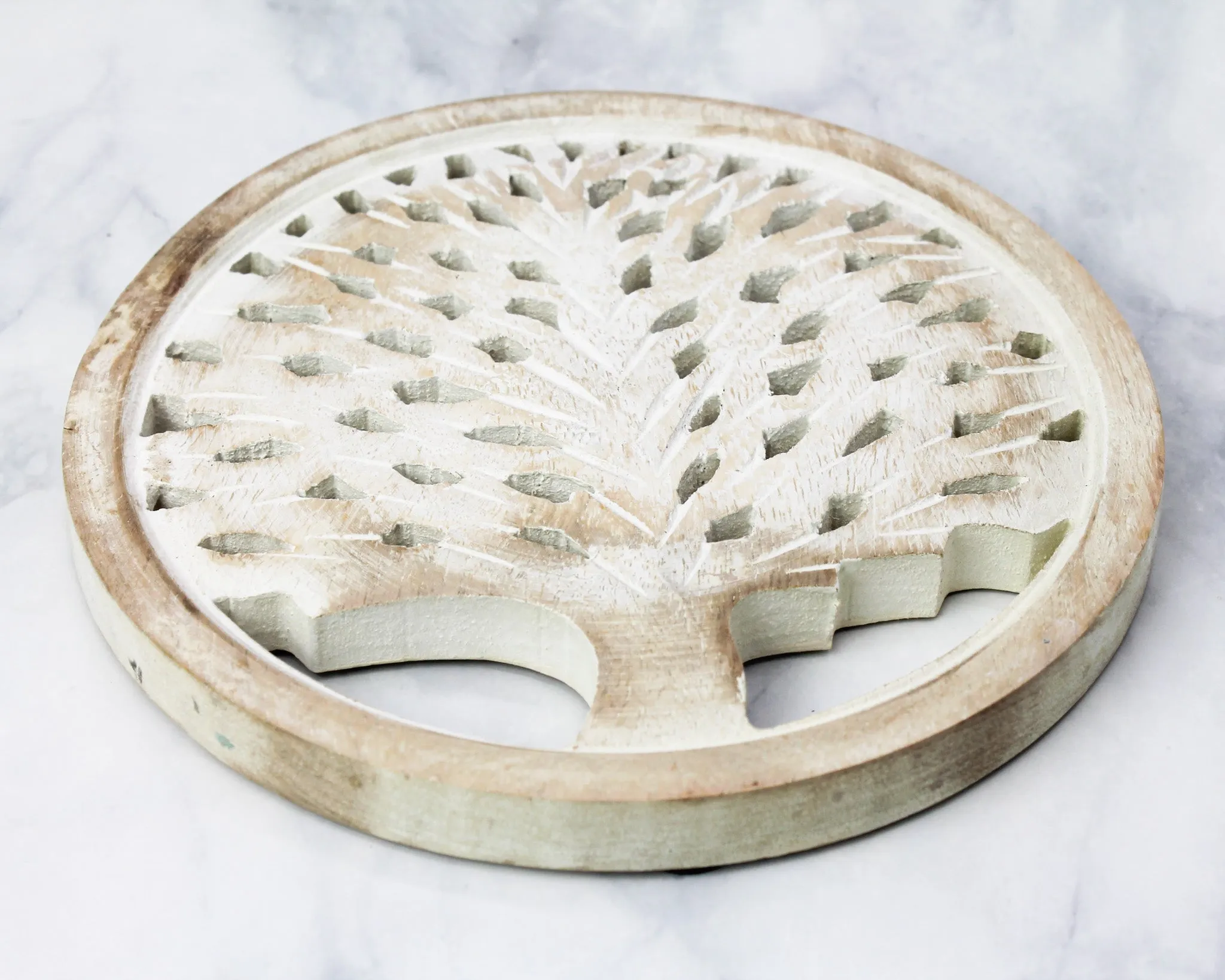 White Wash Tree of Life Trivet