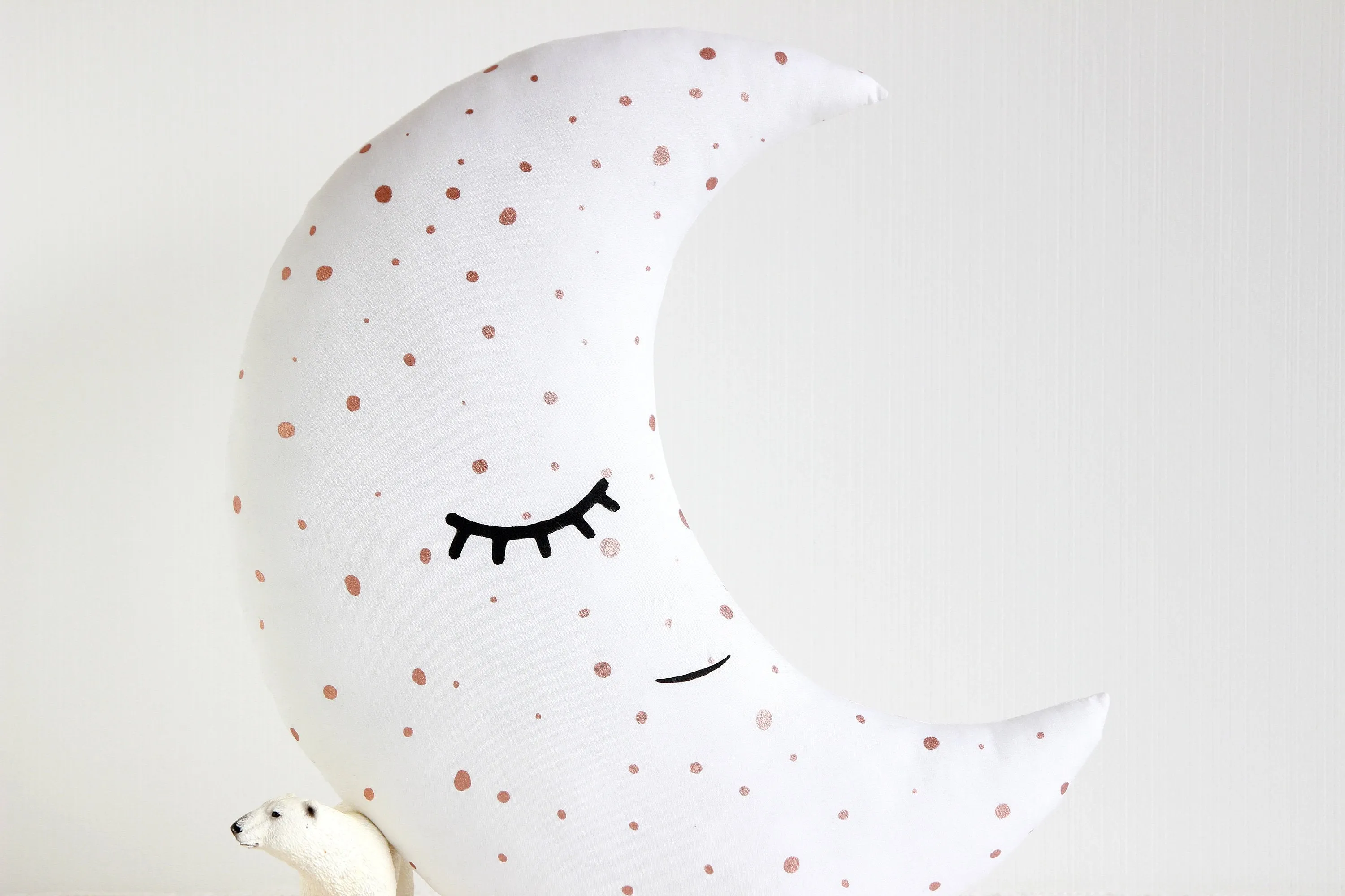 White with Golden Dots Crescent Moon Pillow